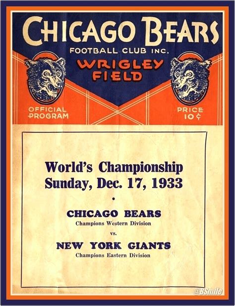 Baseball By Bsmile On Twitter Today In 1933 ~ Nfl Championship Game At Wrigley Field Chicago