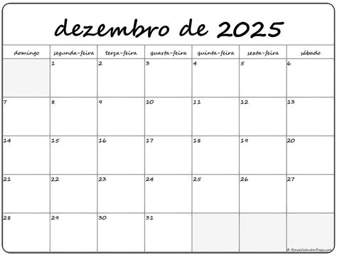 Calendário De Dezembro 25 - dezembro de 2025 calendario grátis em português | Calendario dezembro