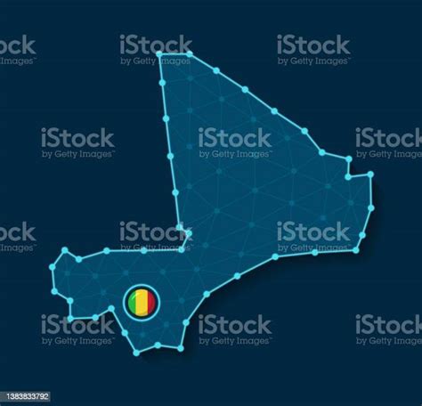 Ilustración De Mapa Vectorial Simplificado De Malí En Un Diseño Azul