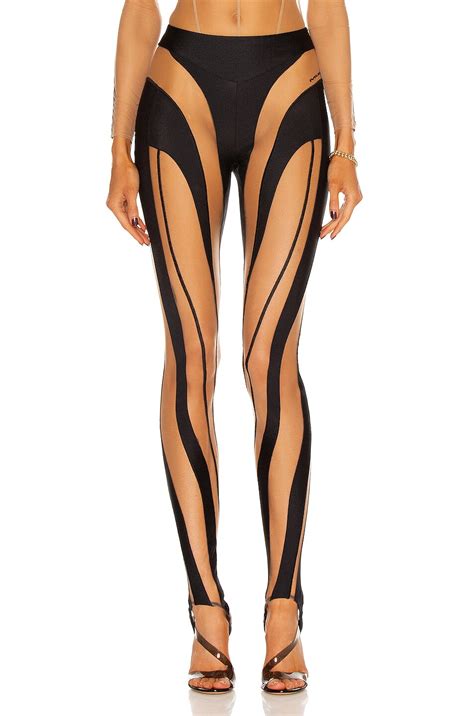 Mugler Sheer Legging In Black Nude Fwrd