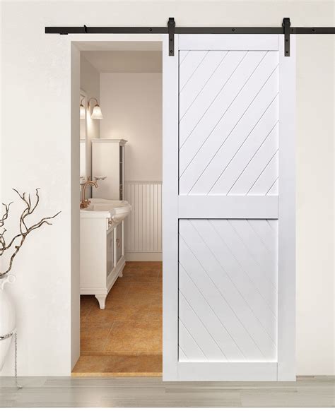 Geometric White Painted Barn Door Bdhb03w Ideal Barn Door