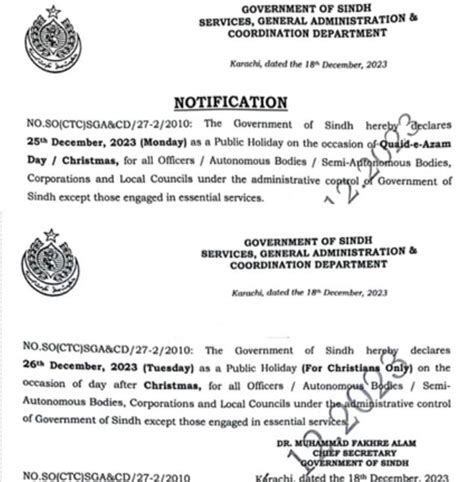 Sindh Declares December 25 26 As Public Holidays Daily Pakistan