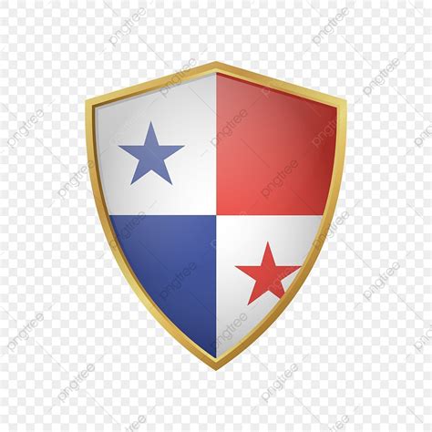 Panama Flag Vector Art PNG, Panama Flag Vector With Gold Shield Frame ...