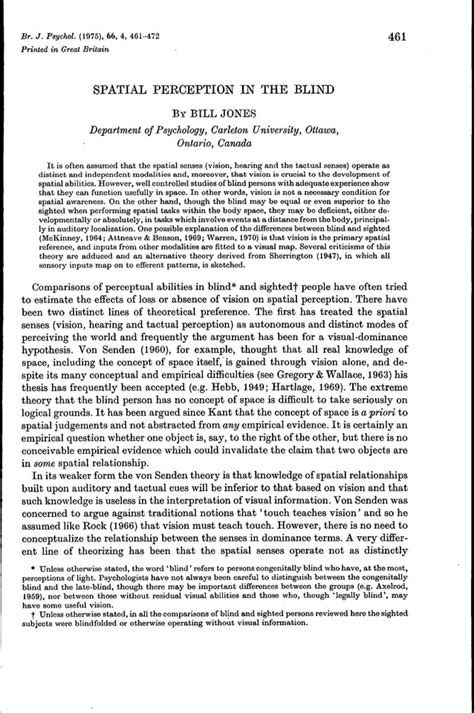 Espatial Perception In The Blind Pdf