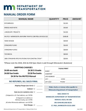 Fillable Online Manual Order Form PDF Fax Email Print PdfFiller