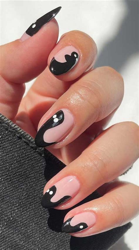 Black Ghostie French Tip Nails