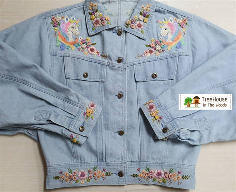 Hand Embroidery Denim Jacket Made To Order Etsy