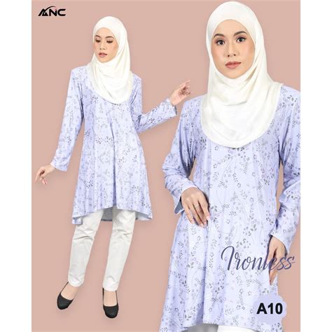 Ironless Baju Isabella Blouse Muslimah Tanpa Gosok Corak Menarik Aida