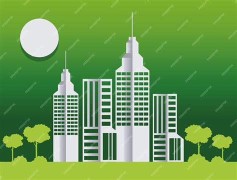 Ecología De La Ciudad Verde Vector Premium