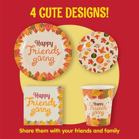 120Pcs Friendsgiving Paper Plates And Napkins Disposable Dinnerware Set