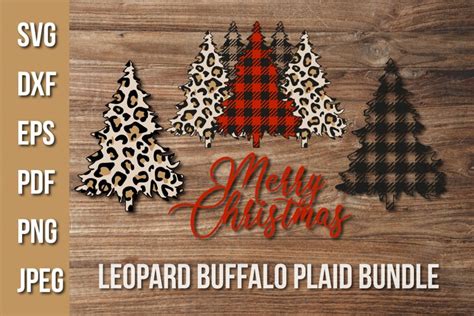 Leopard Buffalo Plaid Christmas Tree Svg Merry Christmas