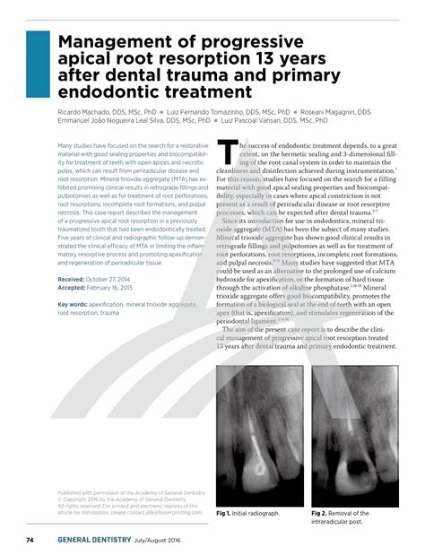 Pdf Management Of Progressive Apical Root Resorption Years After