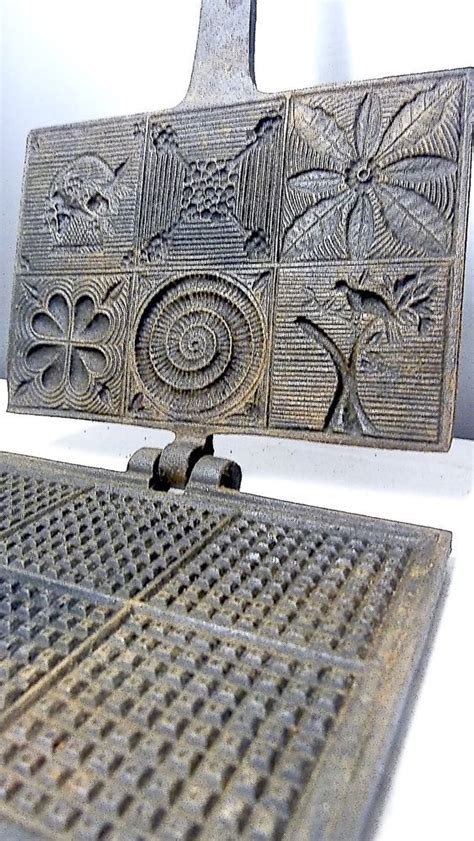 Original Cast Iron Pizzelle Cookie Waffle Mold Germany Ca 1890