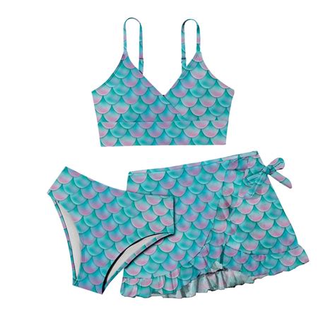 Woyy Tween Girls Piece Swimsuit Scale Print Bikini Set Bathing Suit With Cover Up Walmart