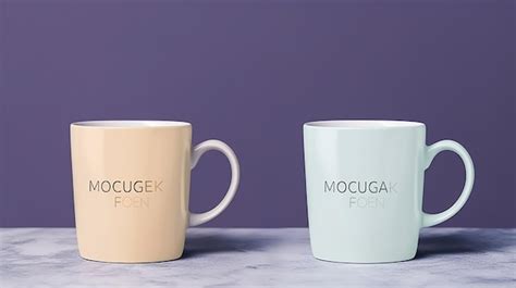 Mockup de Taza Dos Tazas de Té o Café con Etiqueta Imagen Premium