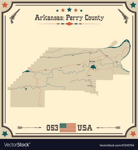 Vintage map of perry county in arkansas usa Vector Image