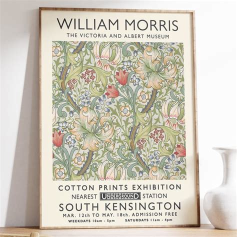 William Morris Exhibition Poster Floral Pattern William Etsy