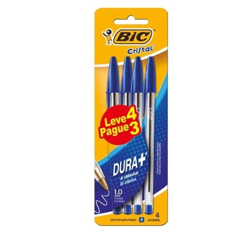 Caneta Esferogr Fica Bic Cristal Dura Mais A Cl Ssica Azul Ponta