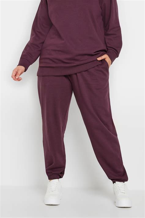 Yours Plus Size Burgundy Red Cuffed Joggers Yours Clothing