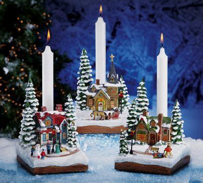 Winter Holiday Village Taper Candle Holders from Collections Etc ...