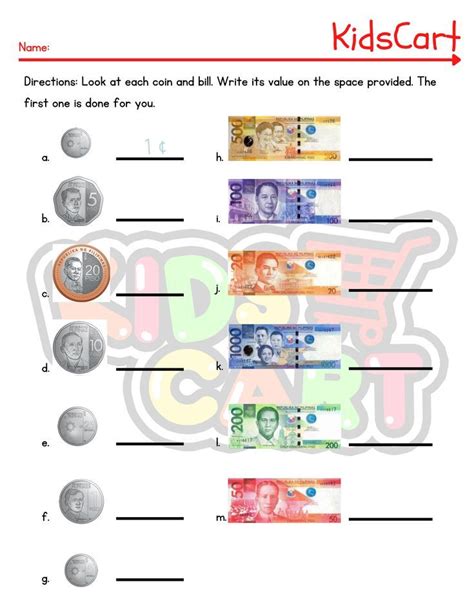 Identifying Philippine Money Worksheets