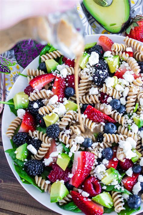 Summer Berry Spinach Pasta Salad Sweet Beginnings Blog