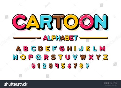 Colorful Cartoon Style Font Design Alphabet เวกเตอร์สต็อก ปลอดค่า