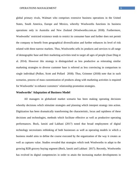 Corporate History and Current Operations of Woolworths 2