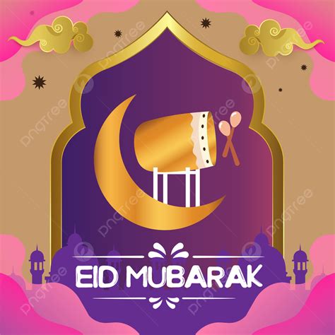 Feliz Eid Mubarak Con Color Marr N Y Violeta Moderno Fondos Eid