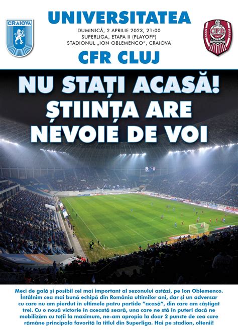 Programul de meci cu CFR Cluj în format digital