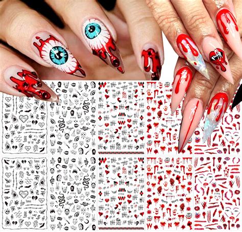 10 Sheets Halloween Nail Art Stickers 3d Halloween Nail