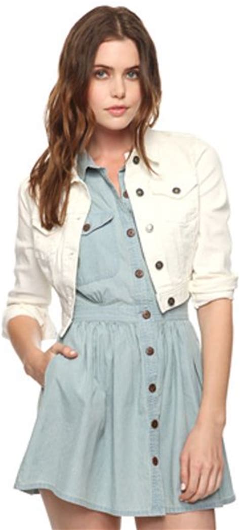 Forever 21 Cropped Denim Jacket In White Lyst