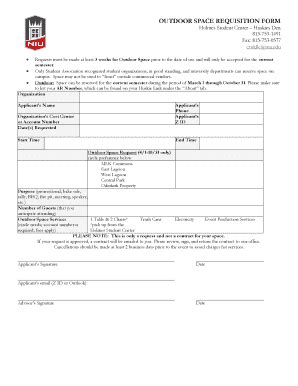 Fillable Online Niu Outdoor Space Requisition Form Holmes Student