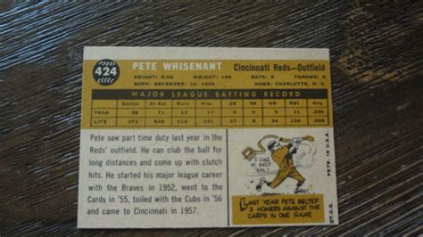 1960 Topps 424 Pete Whisenant Baseball Card Ebay