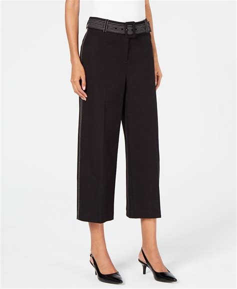 Alfani Belted Wide Leg Cropped Pants Created For Macys Macys