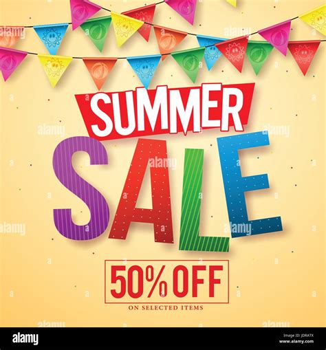 Summer Sale Vector Banner Design With Colorful Sale Text And Streamers