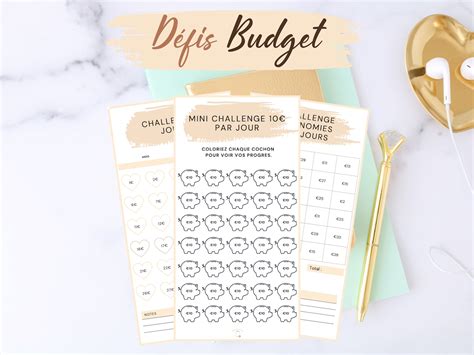 Lot de 3 Fiches Défi Budget en Français à imprimer Format Etsy France