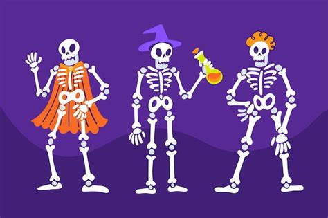 Premium Vector Skeleton Halloween Collection Illustration