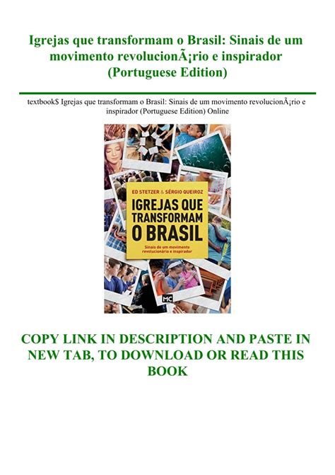 Textbook Igrejas Que Transformam O Brasil Sinais De Um Movimento