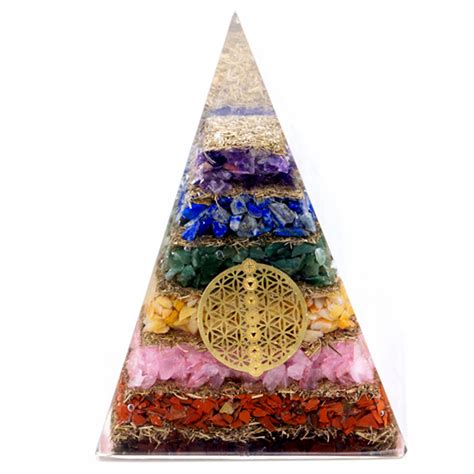 Orgonite Pyramid Seven Chakra Flower Of Life Mm Jurassic Jacks