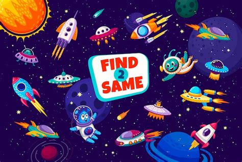 Jeu Spatial Pour Enfants Trouvez Deux Vaisseaux Spatiaux Identiques