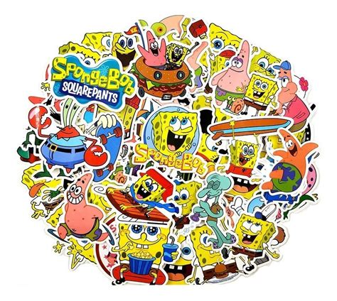 Set Calcomanias 100 Stickers Bob Esponja Patricio Calamardo Meses Sin Intereses