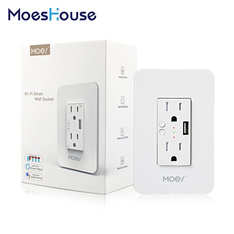 Wifi Smart Wall Power Outlets Plug With 2 Usb Socket Smart Life Tuya