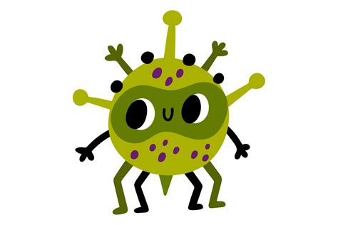 Green Germ Character Disease Virus Cut Graphic By Vectorbum