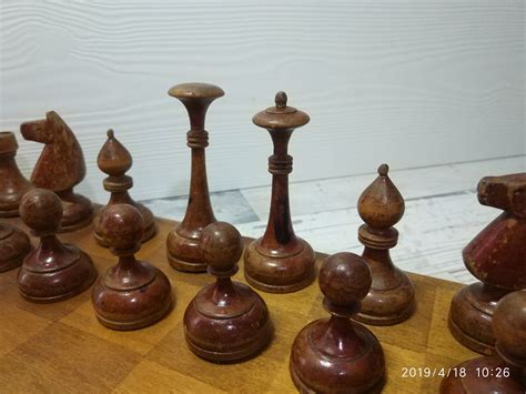 Antique Soviet Chess Set Old Russian Vintage Wooden Chess Game Ussr