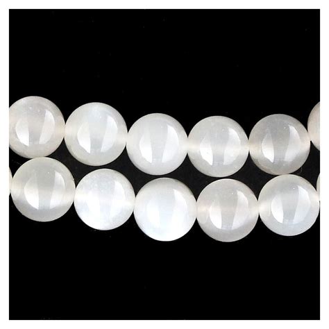 Fil De 48 Perles Rondes 8mm 8 Mm En Pierre De Lune Blanche Avec Reflets