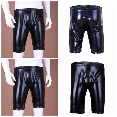 Hommes En Cuir Verni Sport Lingerie Boxer Tronc Shorts Wetlook Slips