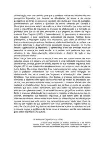 Professor alfabetizador e a Línguistica PDF