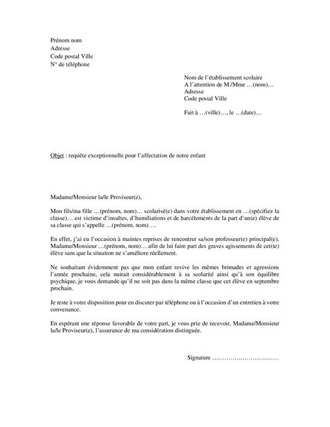 Lettre De Demande Pour Ne Pas Tre Dans La M Me Classe