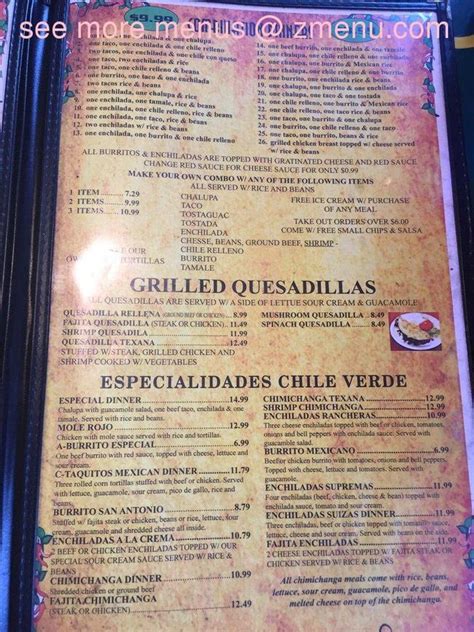 Online Menu Of El Chile Verde Mexican Restaurant Restaurant Monroe